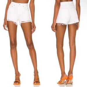Revolve: Lovers + Friends ‘Jack’ High Rise White Cut off ‘Geneva’ Denim Shorts